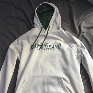 Russell Athletic White and Green Hoodie Sweatshirt
